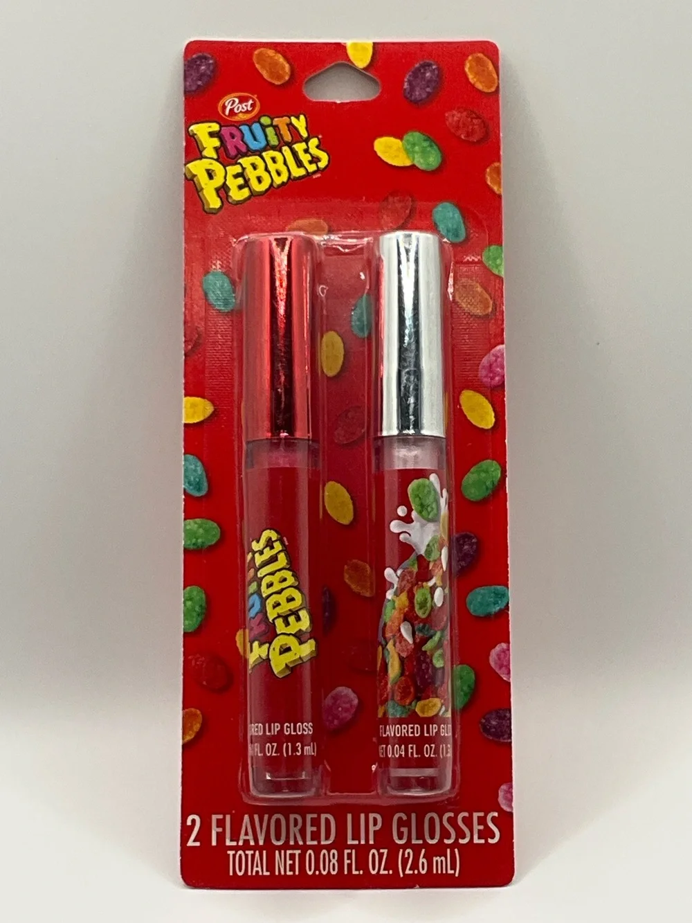 🌼4/$10🌼 NEW Post Fruity Pebbles 2-Pack Flavored Lip Gloss - Red & Clear Fun Gift